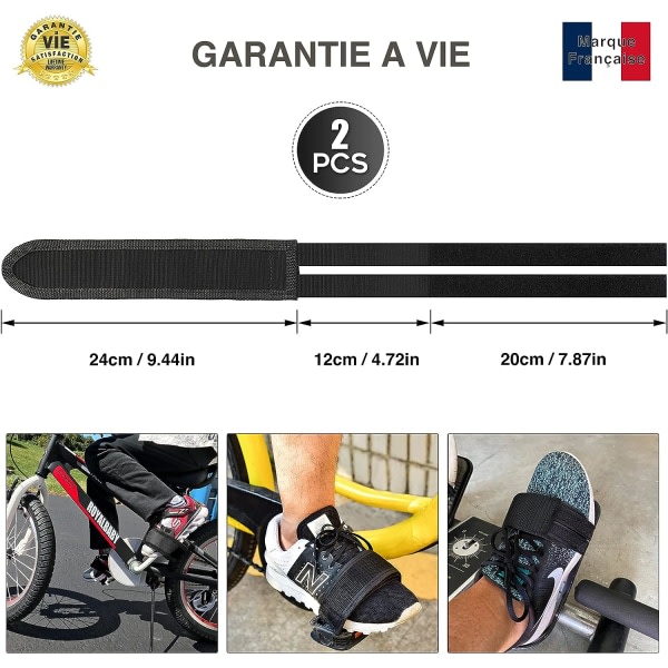 Franska mærket cykelpedalrem-pakke med 2 livstidsgaranti Nylon B