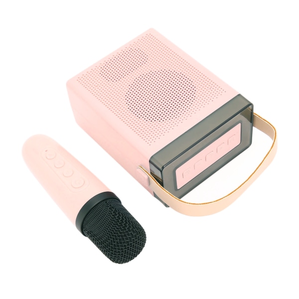 Karaokemaskine Multifunktion RGB-belysning bærbar Bluetooth-højttaler med 2 trådløse mikrofoner til voksne og børn Pink