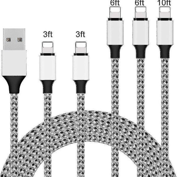5-pack iPhone Laddare Lightning-kabel 3m1 1,8m2 0,9m2 Flätad iPhone-kabel Data Synkroniseringsöverföringskabel C Ty