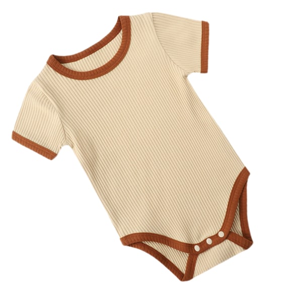 Kortærmede babybodyer Ribbet rund hals Blød Komfortabel åndbar ren farve trekantet babybody til Sunmer 90 cm / 35.4in