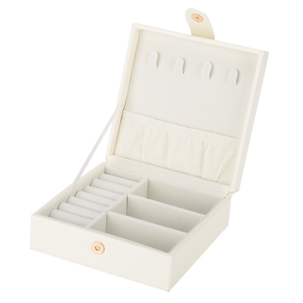 Simple bærbare PU-læderøreringe Smykker Organizer Opbevaringsholder Box Case (hvid)