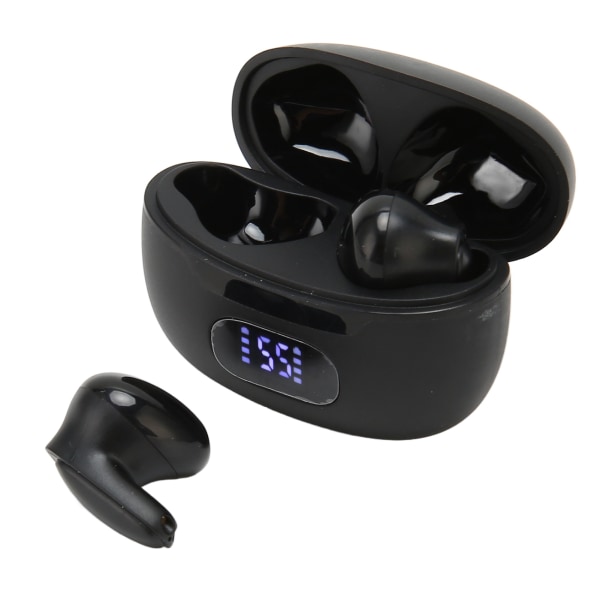 Bluetooth-øretelefoner Multifunktion HiFi Stereo Lyd Støjreduktion Trådløse sportshøretelefoner med LED Digital Display Sort