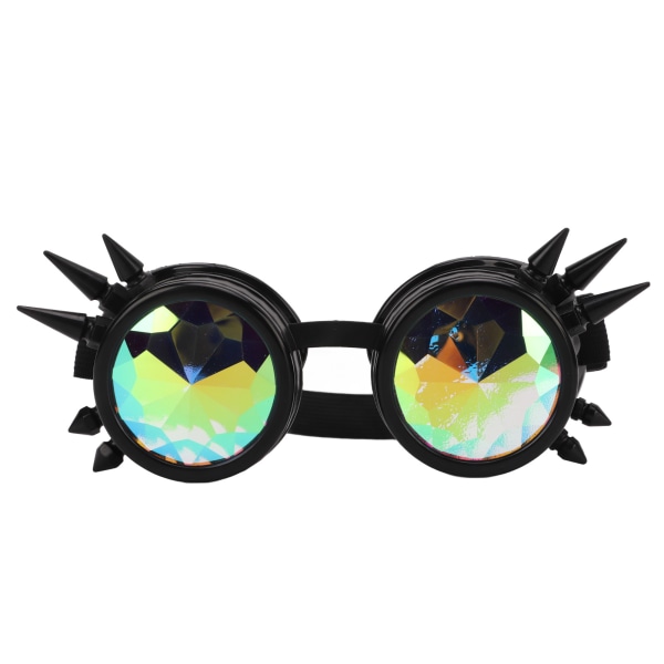 Steampunk Goggles Retro PC ABS med Elastisk Bånd Kaleidoscope Rave Glasses for Party Black