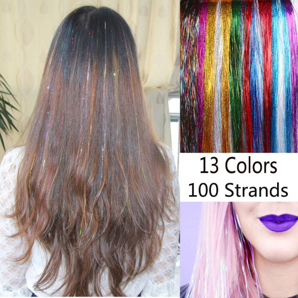 100 Strands Hair Extension Hair Tinsel Bling Silk 09 9