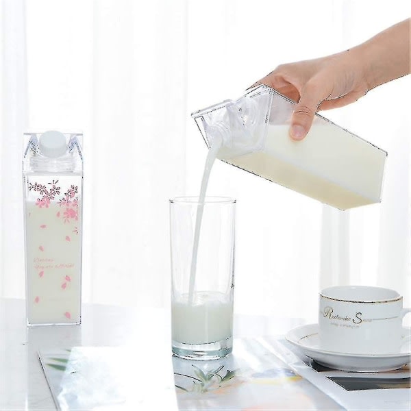 3-pak mælkkartongflaska Klar fyrkantig mælk Plast Läcksäker kopp-yyc