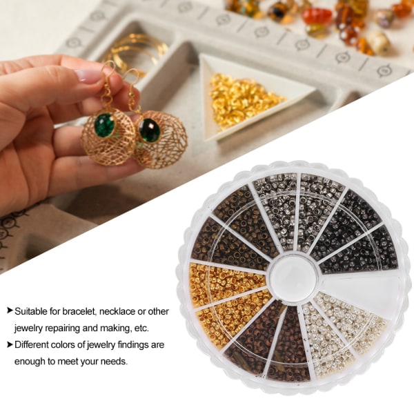 6 farver metalperlesæt Smykkefund DIY tilbehørshåndværk med opbevaringsboks
