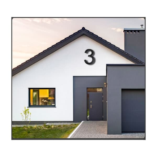 10 Tommer Husnummerplade (3, Sort) Moderne Dørnummerplade Plade i Zink Legering Husadresse Nummer