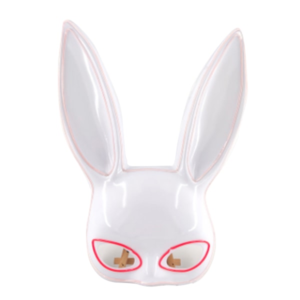 Glödande kaninmask halvansikte kaninmask Tillbehör för Halloween festtillbehör Rosa och vita ljus Vita