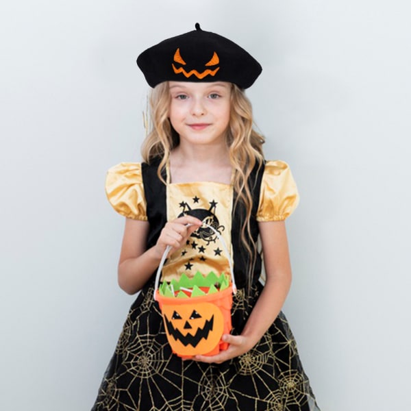 Halloween Pumpkin Beret Vintage Artist Hat Kawaii Cute Women Cap Varm Filt Maler Høst Vinter Hat