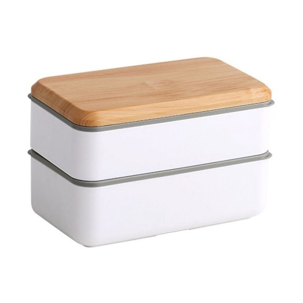 2-lagers Lunchbox för Barn, Bentolåda för Studenter, Arbetstagare, Kontor, Dubbellager, Mikrovågsugnssäker, Varm Matförvaring - A