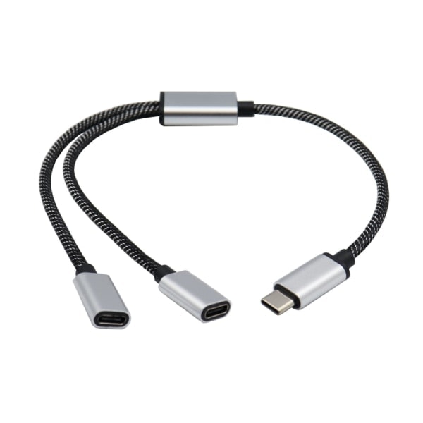 Paris_USB C hunn til 2 USB C hunn kabeladapter Hodetelefon-type C Ladeadapter 480 Mbps Dataoverføring 30 cm/11,81 tommer