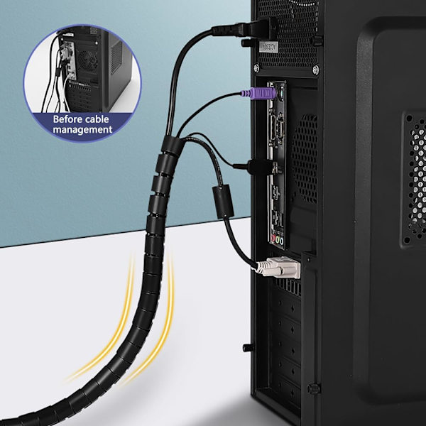 Cable Protector Diameter 22 mm - Length 10 m Hose, for Cable Management or Hiding Cables, Black DIY Cuttable