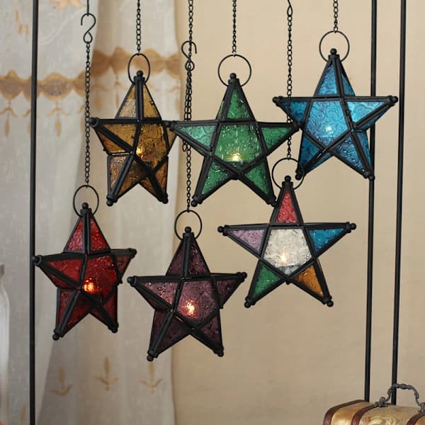 Candle Lantern Window Decoration Hanging Ornament Blue