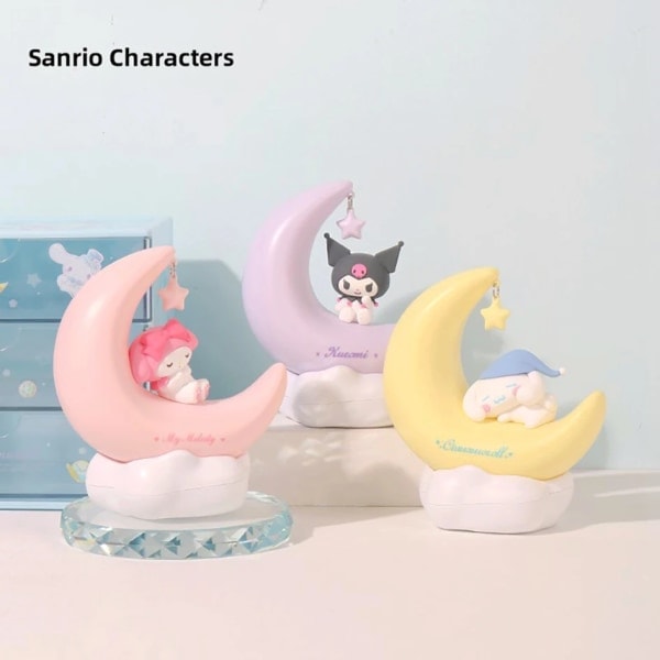 Sanrio Måne LED-lampe Anime Kuromi Cinnamonroll Kawaii-tilbehør Ornament Skønhed Soveværelse Natlamper Sengelampe Dekoration Cinnamoroll