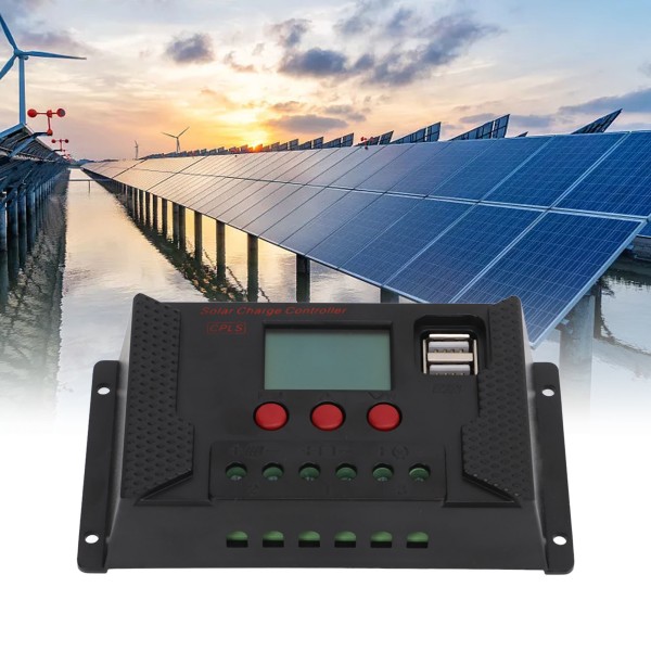 LCD PWM Solar Charge Controller 12V 24V Automatisk Gjenkjenning Solar PV Charge Controller
