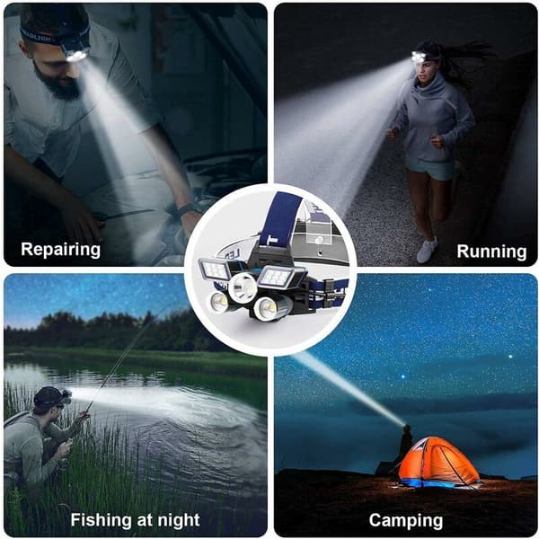 LED-otsalamppu 5 lamppua 21 LEDiä 9 tilaa 18000 Supe