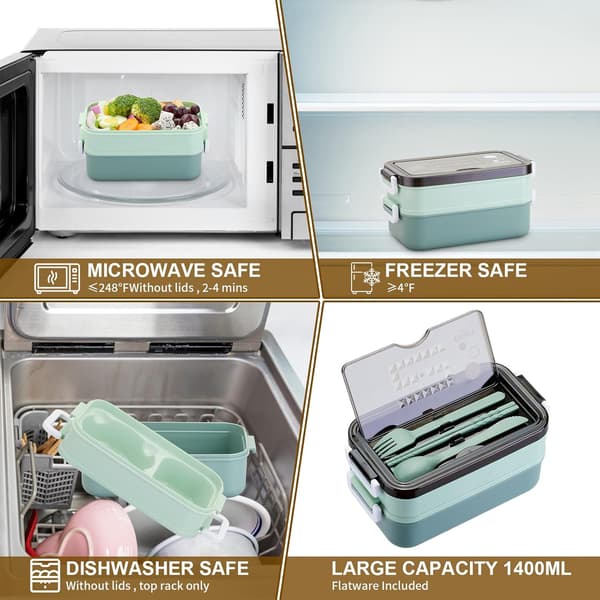 Bento Lunch Box, Microwave Safe, Comes with Three-Piece Cutlery Set, Perfect for Camping, Work