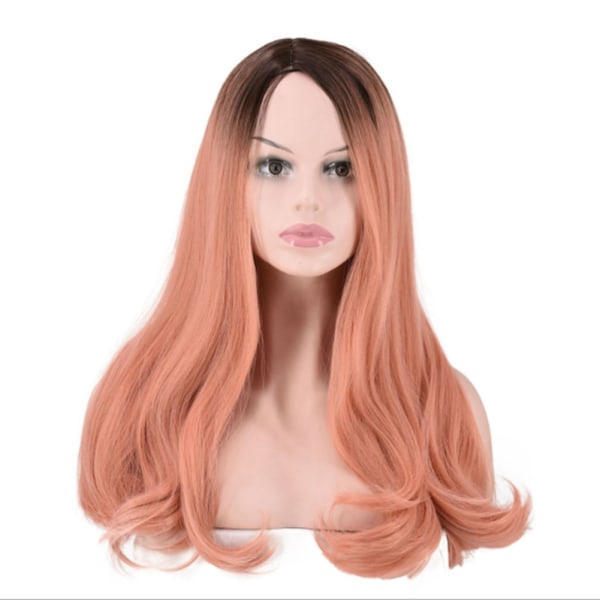 Damperuk Gradientfärg Långt lockigt syntetiskt hår Värmebeständig cosplayperuk