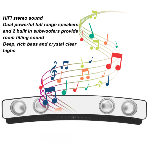 Dataspill Soundbar BT5.0 3,5 mm AUX HiFi Stereo Sound Trådløs Bluetooth Bar-høyttaler for PC Laptop Desktop