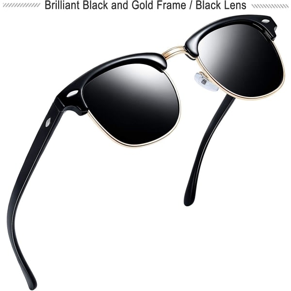 Halvbågar polariserade solglasögon för män - Uv400 skydd Retro halvbågar solglasögon unisex polariserade män dam solglasögon 2st
