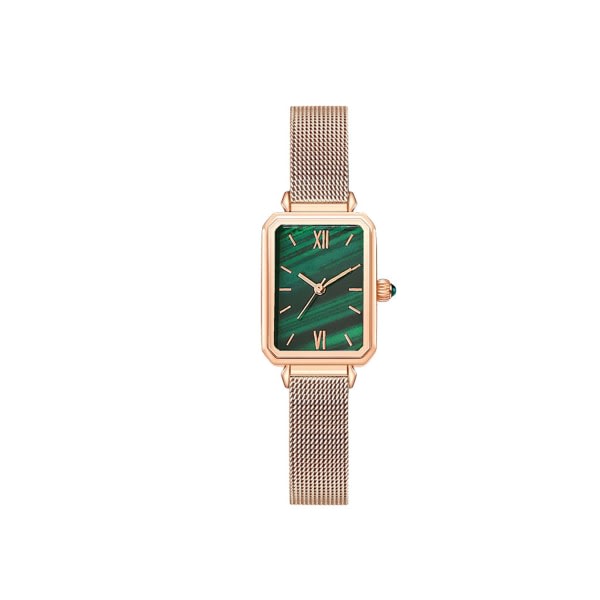 1 montre quartz, cadran vert, armband acier