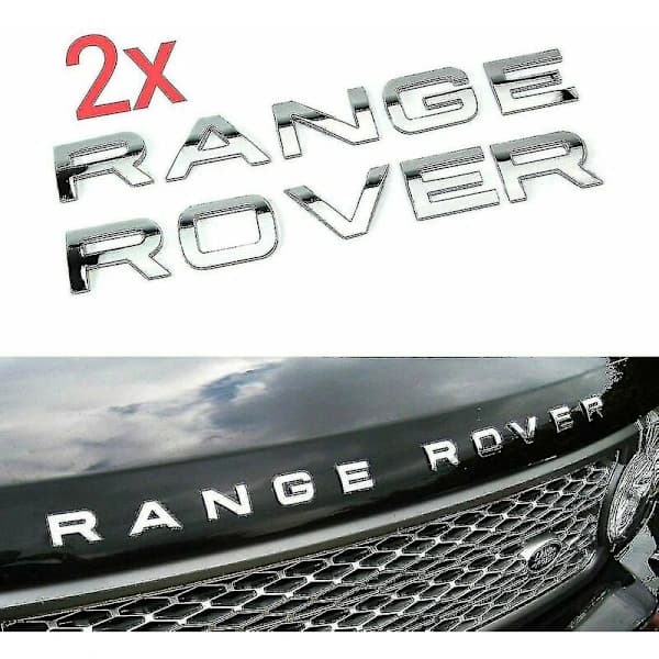 Range Rover panser- og baklukebrev-emblemsett ABS-plast erstatning for frontgrill og bagasjerom krom 2-pakning