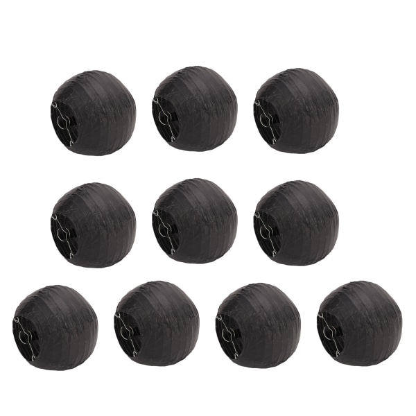 10 stk papirlanterner sammenleggbare runde dekorative små vanntett papirlykter for telt RV gårdsplass svart