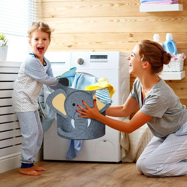 Tecknad filtförvaringshink Barnleksaker Förvaringspåse för smutsiga kläder Multifunktionell praktisk tvättkorg