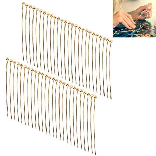 50 stk. kuglehovedstifter smykkevedhæng DIY Craft perlefremstillingsdele Tilbehørsartikler Guld 40 mm / 1.57in