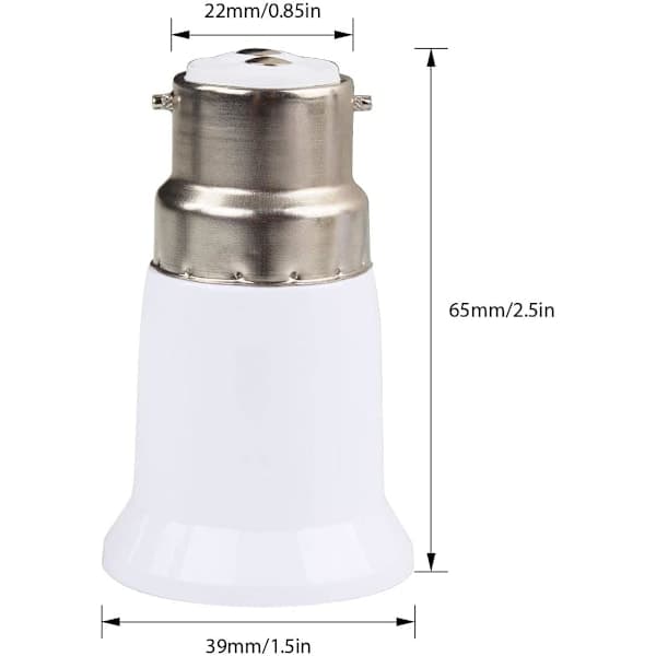 15 stk. B22 sokkeladapter til E27, lampefotkonverter, lyspæreadapter for LED-lamper