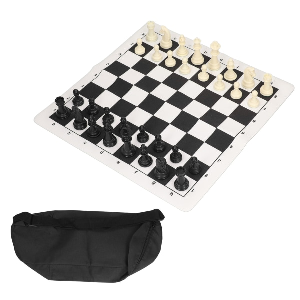 Sjakksett Plast Internasjonalt sjakksett Svart og hvitt sjakkbrettsett med oppbevaringspose