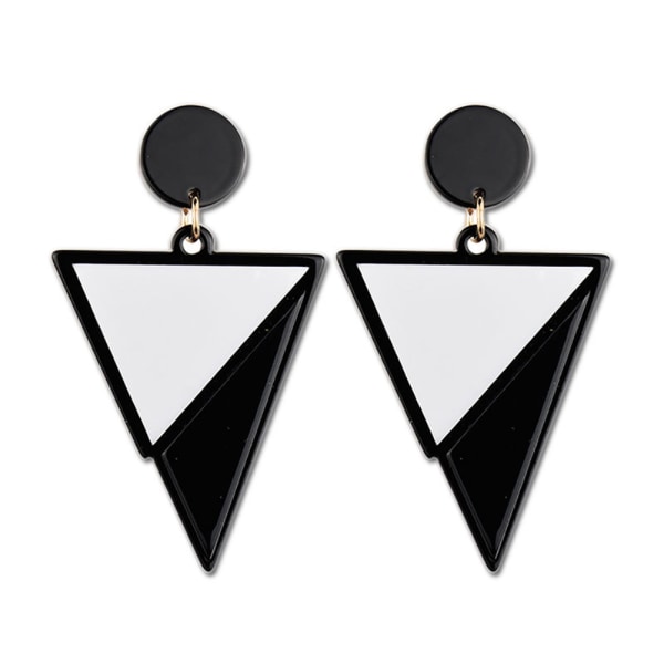 Mote overdrevne akryl trekantede anheng øredobber Dekor kvinner smykker gave (svart hvit)