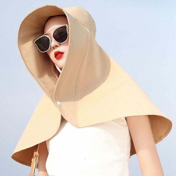 Kvinner Solbeskyttelse Fiskehatt Bred skygge UV-beskyttelse Solbeskyttelseshatt for sommervandring Hagearbeid Halsbeskyttelse Gul
