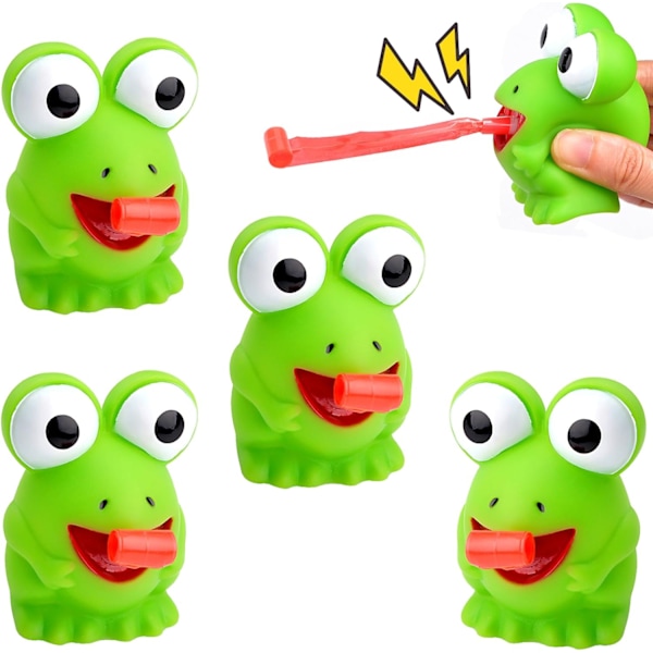 4 st Groda Kläm Leksak, Sticking Out Tongue Pinch Groda Squeak Leksak, Rolig Kläm Leksak Stress Relief Leksak Nyhet Fidget Leksak för Barn Vuxna