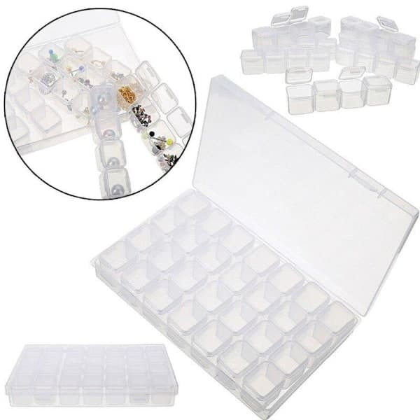 2-pak-perleopbevaring med 56 rum til diamantmaling - transparent