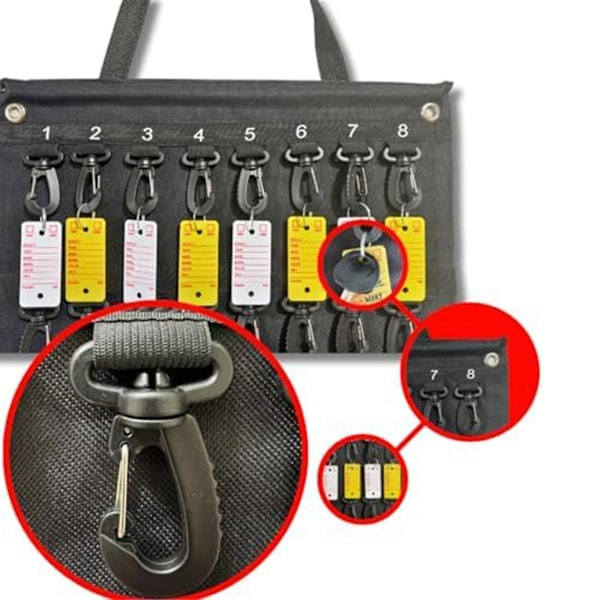 Versatile Roll-Up Key Storage Box, Weatherproof Portable Storage Case, Holds 40 Keys, Security Hook Black