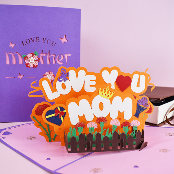 Äitienpäivän 3D-onnittelukortti Käsintehdyt lahjakortit äidille ja vaimolle