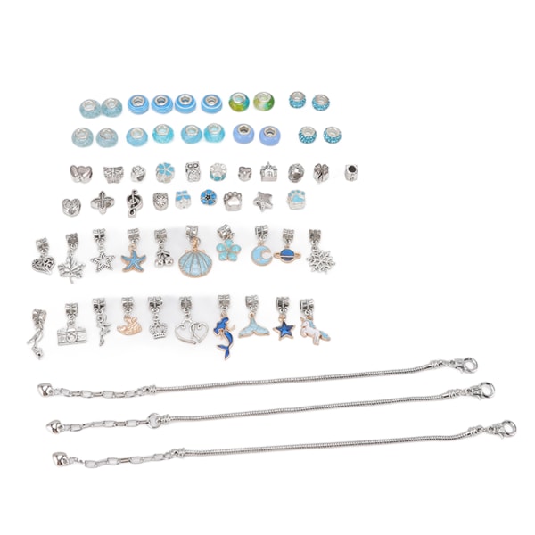 Armbåndfremstillingssett Søt utsøkt gjør-det-selv-smykker Blå perleanheng håndverkssett med oppbevaringsboks for jenter