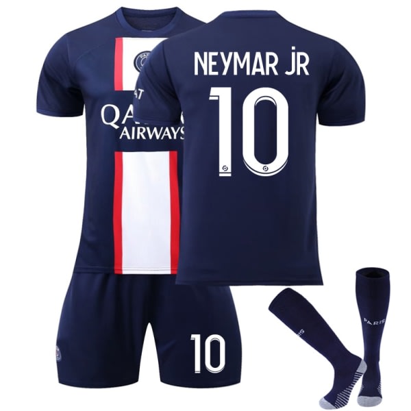 Paris 22/23 Fotbollssatser Barn Hemträning T-skjorte Shorts Kostym nye Fotbollssatser NEYMAR JR 10 Kids 22(120-130CM)