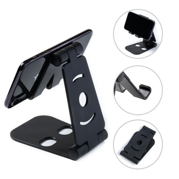 Folding Lazy Phone Tablet Hållare Creative Double Folding Live Broadcast Hållare Mobil skrivbordshållare svart