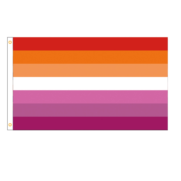 Lesbisk Pride Flag 3x5 Ft - Sunset Les Rainbow Banner Stripes Flagga trykt banner
