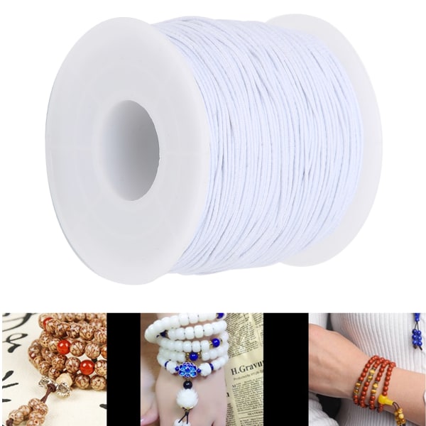 1 mm X 100 m strækbar elastisk tråd ledning DIY Craft snorreb Smykker Armbånd Making Rope White