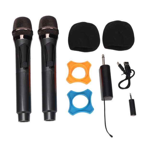 Trådlös mikrofon 1 för 2 Dubbla bärbara handhållna dynamiska karaokemikrofonsystem med uppladdningsbar mottagare för festmöte