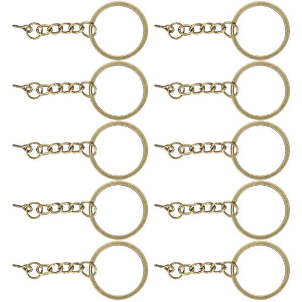 10 stk dekorasjonsnøkkelring nøkkelringdeler med skruøyepinnekobling Gjør-det-selv-tilbehør Bronse 25mm / 1in