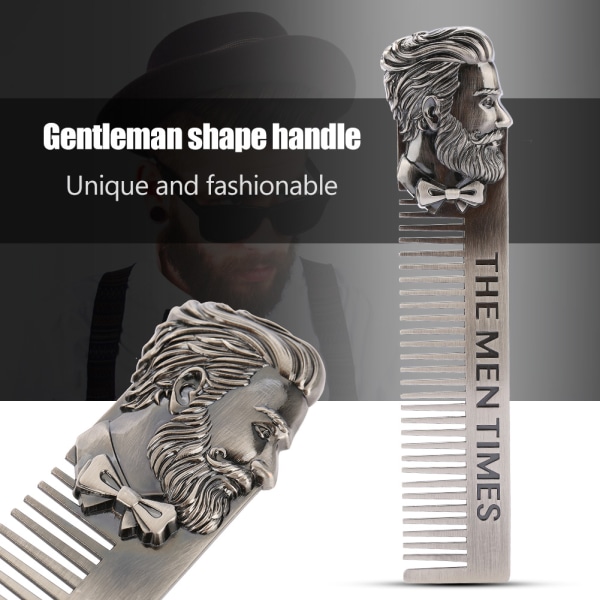Gentleman Shape Rustfritt stål bærbar lommeskjegg Barbering Kam bart hår