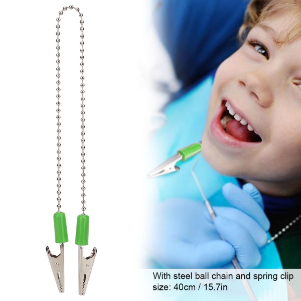 5 stk. Dental Lab Bib Clip servietholder med fleksibel stålkuglekæde Tandlægetilbehør Grøn