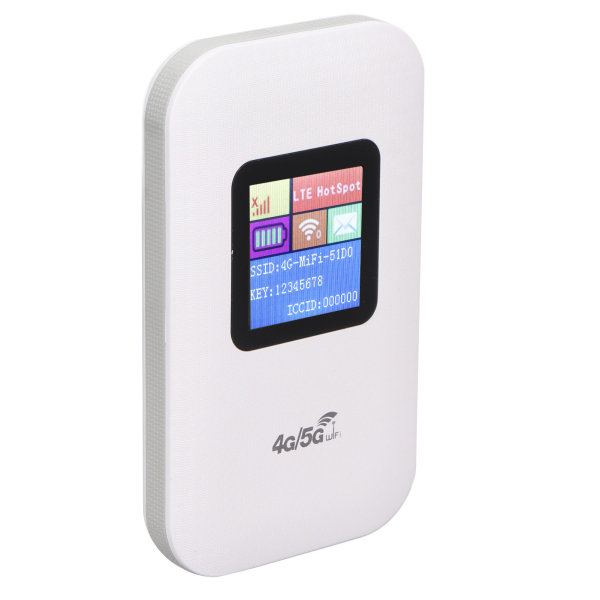 4G WiFi-ruter Hvit mikrokortspor Opptil 10 brukere 1,44 tommers LED-skjerm 2100mAh batteri 4G LTE-ruter for telefon PC-nettbrett