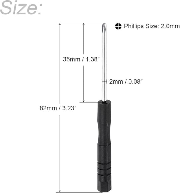 Mini Phillips skrutrekker, 2,0 mm Phillips-hode, for klokker og briller