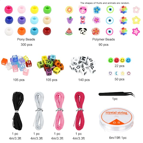 Armbåndssæt, Perler til Armbåndsfremstilling Pony Perler Polymer