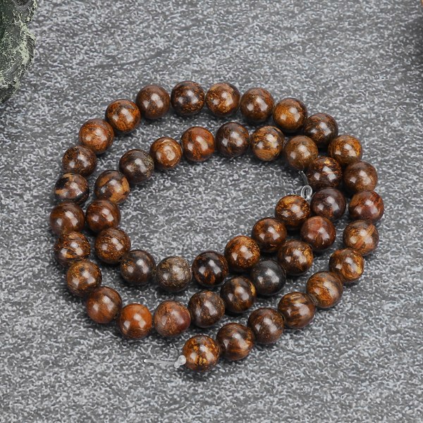 Naturlig bronse stein runde perler DIY smykker armbånd verktøyet tilbehør 8 mm 48 stk perler